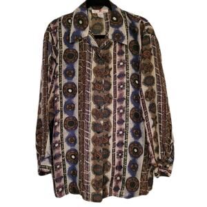 Vintage Silk Stunt Collections Earthtone Abstract Style Shirt size Medium